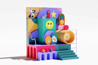 A play set with a slide and a ball pit