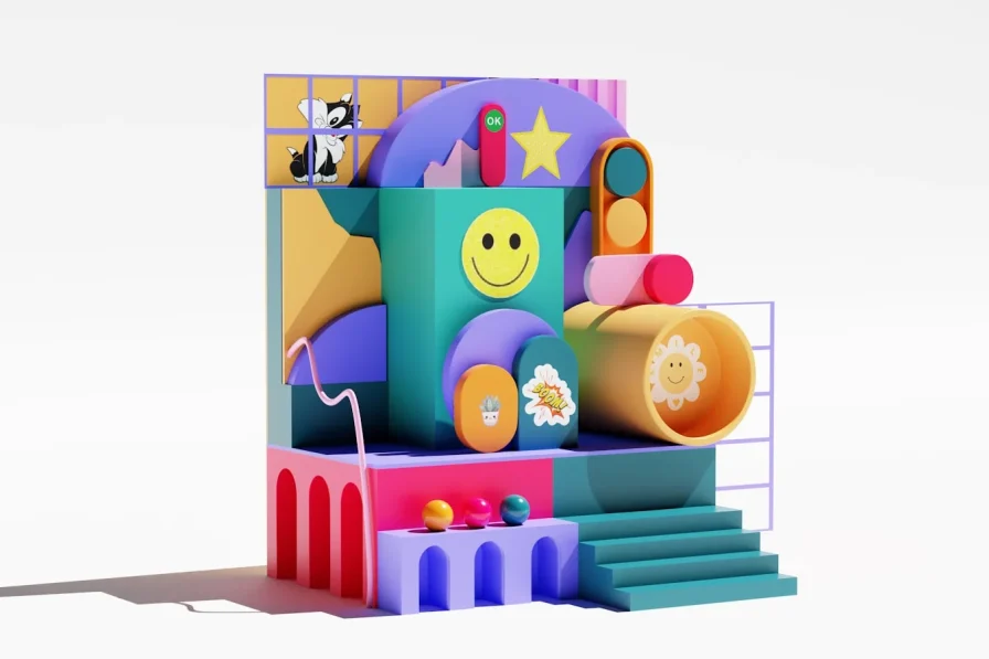 A play set with a slide and a ball pit