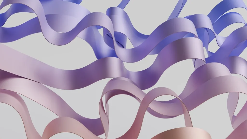A bunch of ribbons that are flying in the air