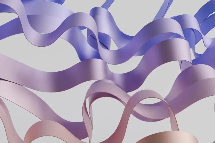 A bunch of ribbons that are flying in the air